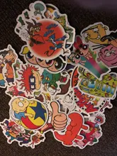 Pegatinas de equipaje para niños y niñas, 50 Uds., grafiti clásico de los 90, impermeable, para monopatín, Maleta de viaje, teléfono, portátil