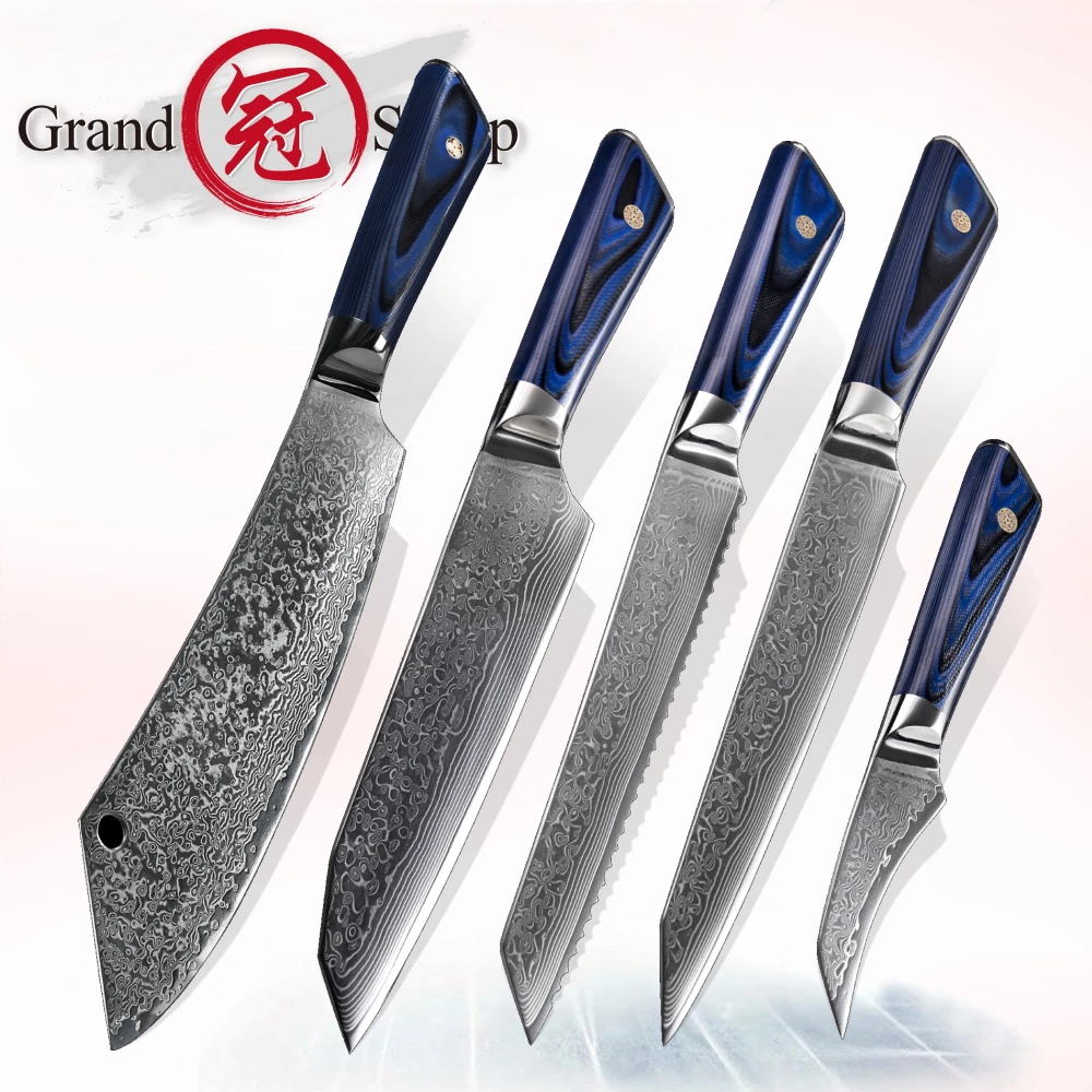 Chef Knife Damascus 67 Layers Japanese Steel Vg10 Chef Knife Set 5