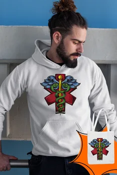 

Angemiel Wear Hippocrates White Male Hooded Sweatshirt Bags Kombin