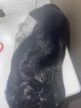 Extensión de cabello sintético con cola de caballo, cabello liso rizado de 16 pulgadas con dos peines de plástico con cordón, color negro Natural