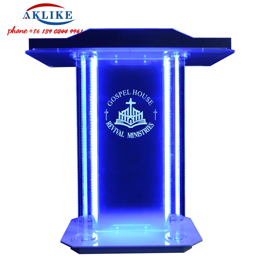 AKLIKE Modern Podium Lectern Acrylic Church Pulpit With Led Christian Pulpit Wedding Event Dais