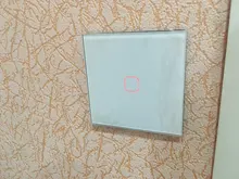 MiniTiger-Interruptor táctil de pared, estándar de la UE/Reino Unido, 1 entrada y 1 vía, Panel de interruptor de cristal blanco, 220-250V, solo función táctil