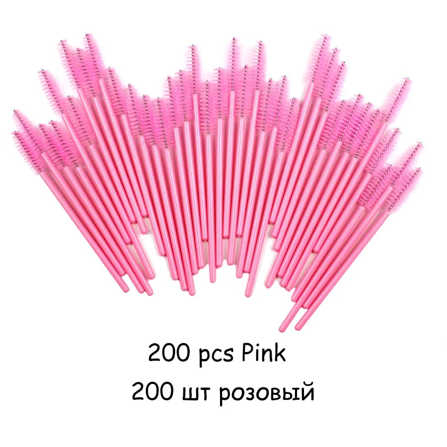 Щетка для ресниц 200 шт одноразовые палочки для туши мини-кисти для ресниц аппликатор для туши микро щетки для ресниц бровей - Цвет: 200pcs Pink