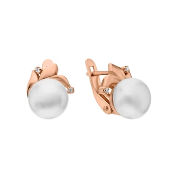 

Silver earrings with pearls cultured and cubic zirconia sunlight sample 925