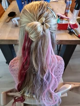 BENEHAIR-Pinzas para el pelo en extensiones de cabello, pinzas para el pelo sintético, color arcoíris resaltado, rosa, rojo y azul