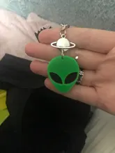 LLavero de cabeza de Alien acrílico, llavero de Alien verde fluorescente/llavero espacial/Kawaii/gótico Pastel/OVNI