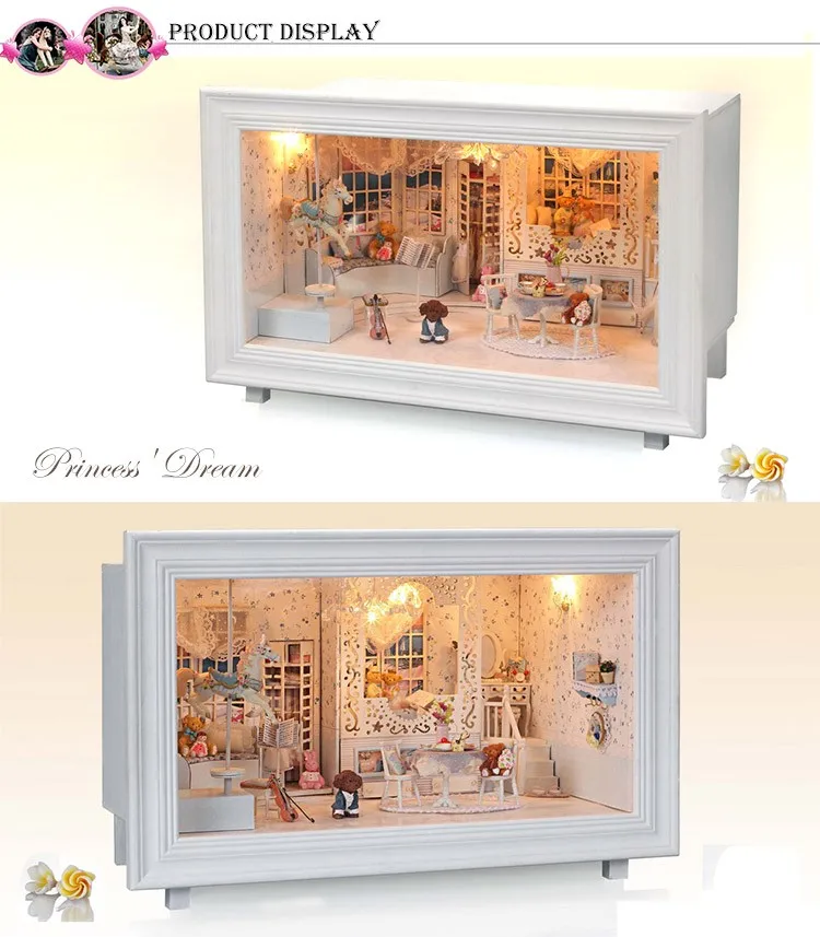 Кукольный дом мебель 3D-DIY Миниатюрная модель+ 3D светильник Деревянный кукольный домик K-002