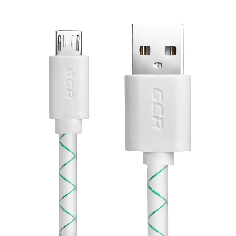 GCR кабель 2.4A микро USB micro, быстрая зарядка, шнур кабель для зарядки телефона - Цвет: White Green