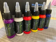 Juego de 6 colores de tinta UV para tatuaje, conjunto de tinta de tatuaje con luz negra, viene de EE. UU. Brillante debajo de la luz negra, botellas de 30ml x 6, envío gratis por FedEx
