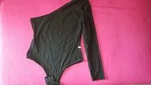 Body básico negro de un hombro para mujer, mono elegante de punto acanalado, monos para otoño, moda de manga larga, 2019