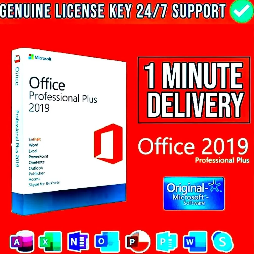 Ms Offic.e 2019 Professional Plus, llave de por vida de 32/64 bits, llave auténtica para todos los idiomas