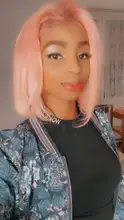 Pelucas de cabello humano con encaje Frontal, 13x6, rojo, Bob, color rubio, rosa, Azul, Gris, verde, naranja, jengibre, Bob corto