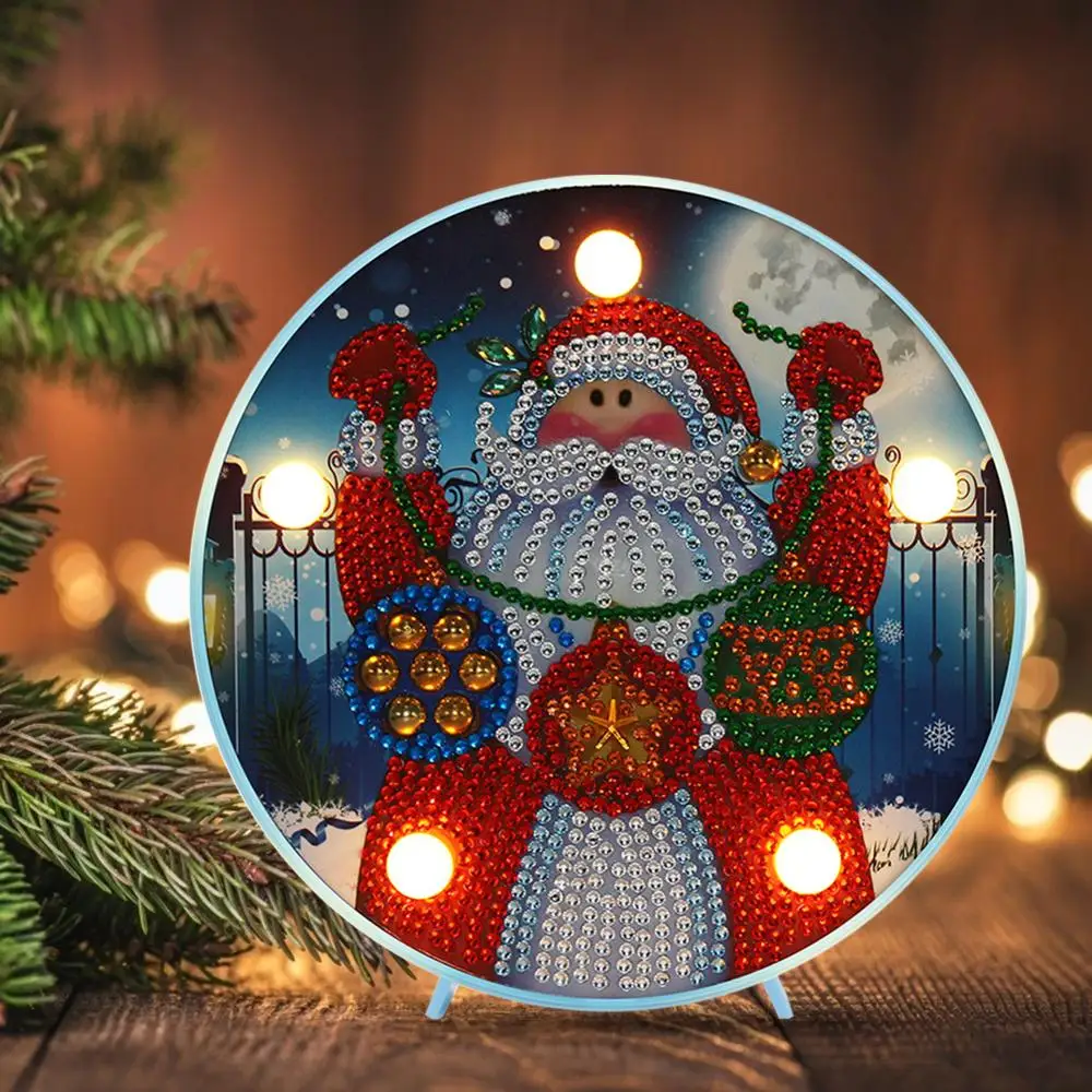 

DIY LED Special Shaped Diamond Painting Delicate Christmas Snowman Elk Ornament Embroidery Modeling Lamp Table Decor