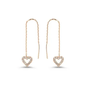 

Angemiel 925 Silver Heart Japanese Earrings-Rose Gold Plated
