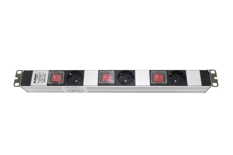 Amp подключения PDU 19 ''1U(1+ 1+ 1) 3 WAY Германия тип(DIN49440) розетка 3 единицы вкл/выкл освещенный переключатель алюминиевый профиль рамки PDU