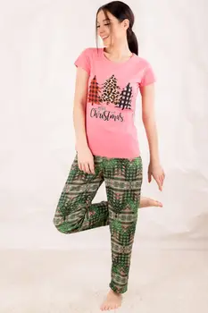 

Armonika Women Green Top Pine Ağaçli Six Ethnic Pattern Sleepwear Kit ARM-20Y099084