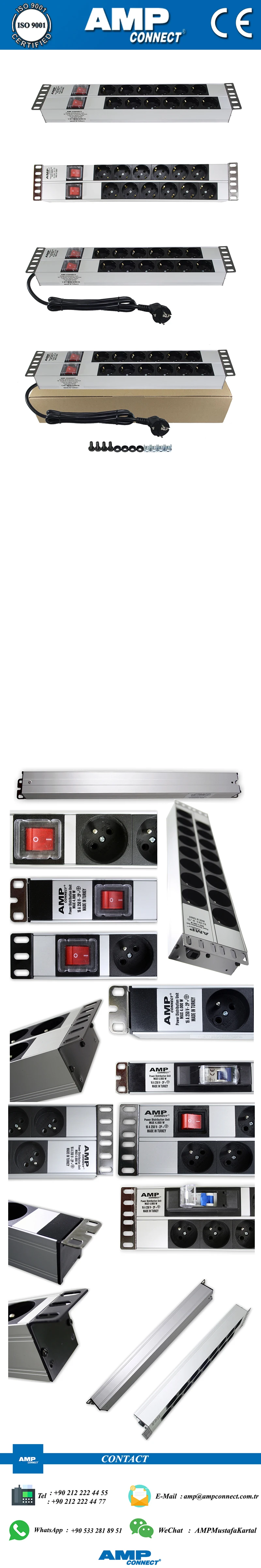 Amp подключения PDU 19 ''2U(6+ 6) 12 способ Германия тип(DIN49440) розетка 2 единицы вкл/выкл освещенный переключатель алюминиевый профиль рамки PDU