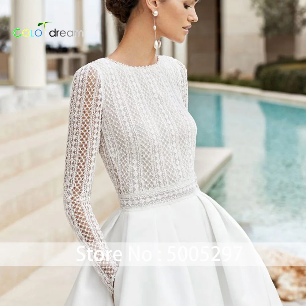 Свадебное платье A line vestido de novia с круглым вырезом