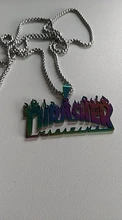 Colgante de estilo Hip Hop callejero, collar colorido de Thrasher que se puede enfriar, joyería de acero de titanio