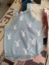 Pelele de diseño de conejo de Pascua para bebé recién nacido, sin mangas, de punto, a la moda