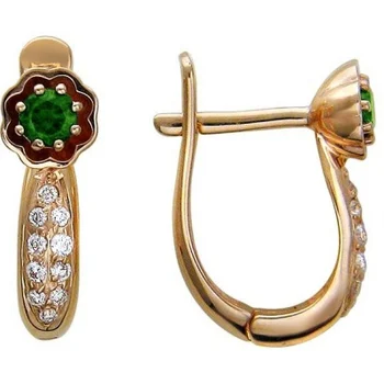 

Esthete earrings with agate and cubic zirconia in red gold