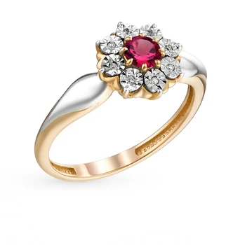 

Gold ring with rubies and diamonds sunlight sample 585
