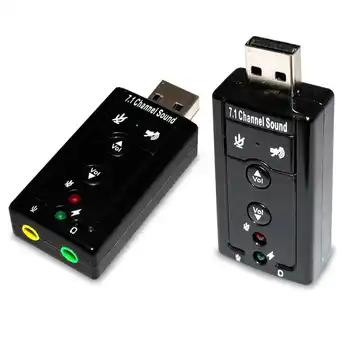 

USB 2.0 External Audio Card 3D Stereo 7.1 Sound Adapter with Volume Control Panel Microphone Mute Button Splitter Black