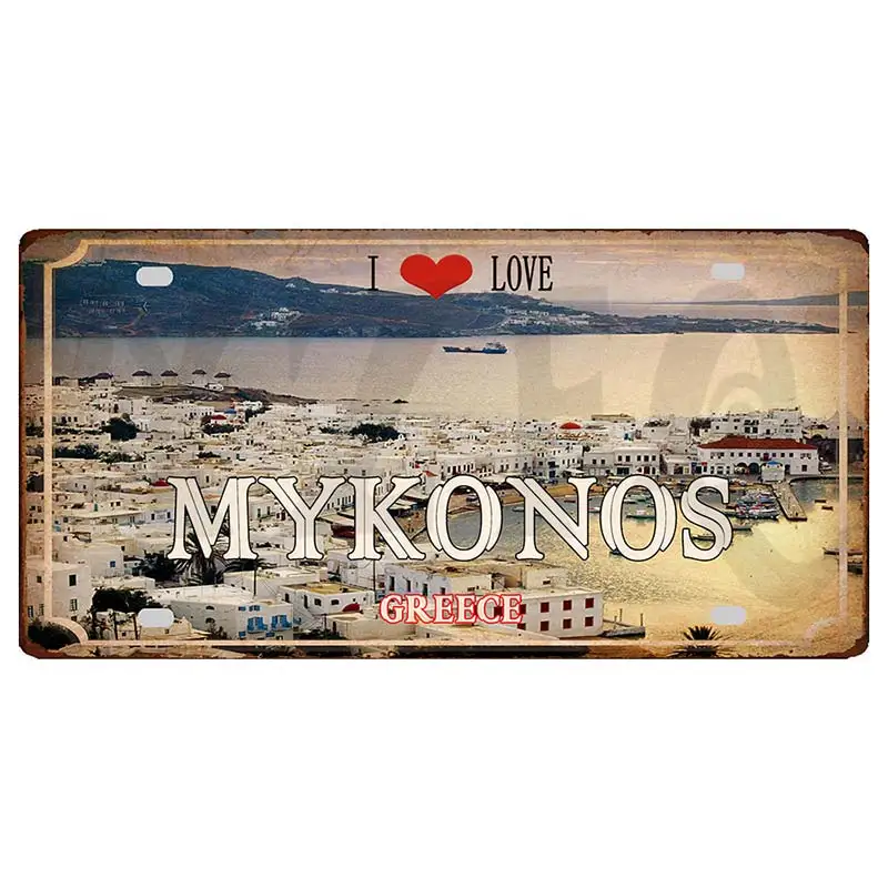 30X15CM Crete Zakynthos Santorini Greek Island Beach Metal Tin