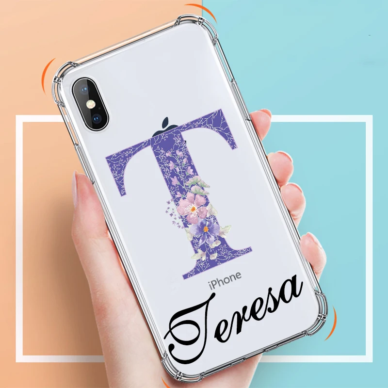 

Personalized Custom Name Shockproof Bumper Phone Case For iPhone 6 7 8 Plus X XS max XR protection Cover for Samsung S8 S9 S10