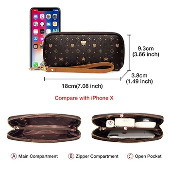 FOXER – sac à cosmétiques en cuir PVC pour femmes, pochette Chic, porte-monnaie avec sangle, porte-monnaie classique pour téléph 1