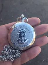 Reloj de bolsillo de cuarzo para hombres y mujeres, cadena colgante de plata, relojes para regalo, Retrato del líder de Rusia