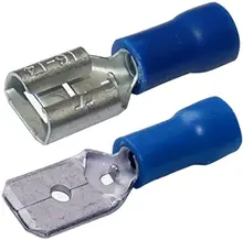 6,3mm azul mujer/hombre Spade eléctrico aislado conectores de virola