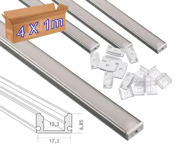 

JANDEI - 4x1m aluminum profile strip led surface with translucent lid. Different measures [energy efficiency class A]