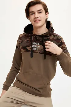 

DeFacto Man's Sweatshirt Men's Spring Casual Hoodies Army Green Camouflage Men's Hooded Sweatshirts Men's Hoodie-N6964AZ20SP