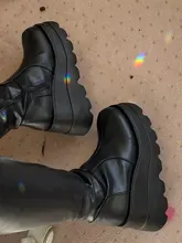 BONJOMARISA de moda botas de plataforma de tacón grueso cuñas media pantorrilla botas de mujer casual de marca de fondo grueso zapatos de invierno Mujer