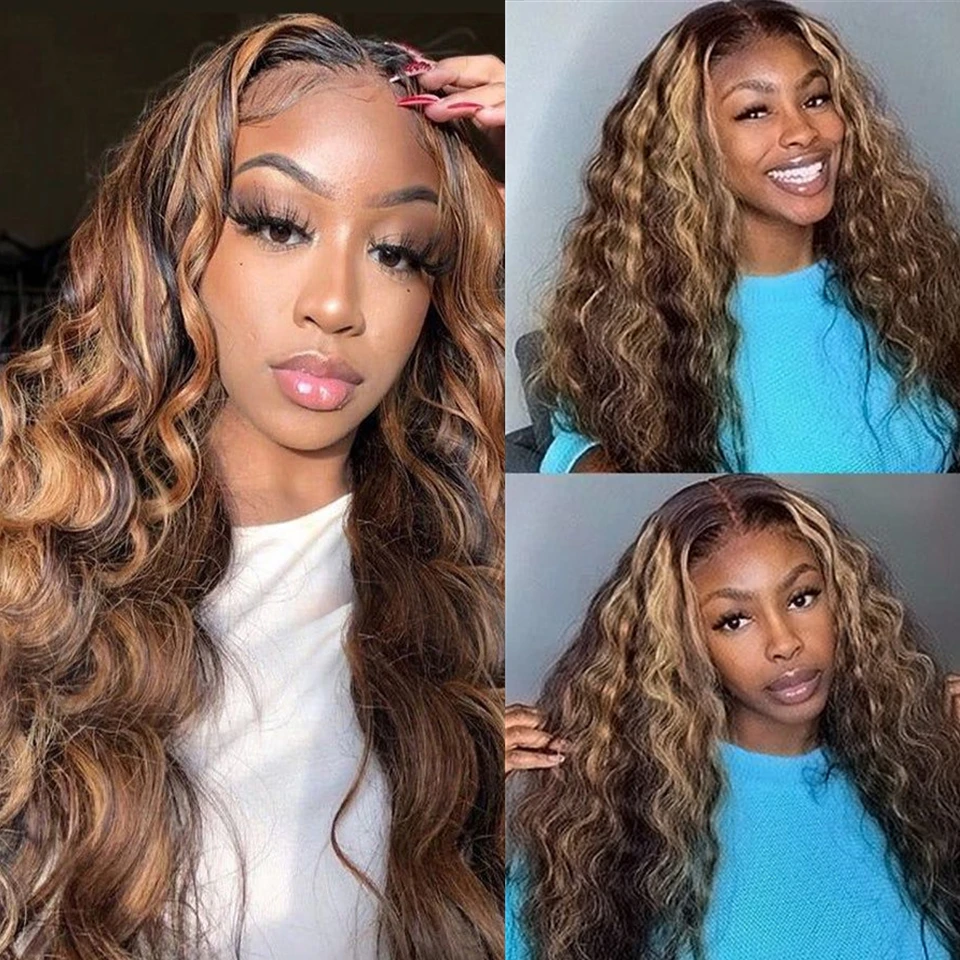 

30 Inch Brazilian Weave Remy 10A Hair Loose Deep Wave Bundles For Human Hair Wigs P4/27 Highlight Ombre Bundles Extensions
