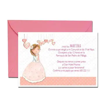 

Kids invitation from First Communion, Girl Hearts. Lot 20 units. The price Includes the printout the text and over.