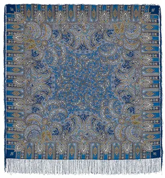 

Scarf Pavlovo Posad with silk fringe 125x125 598-57 "Sadko", view 57