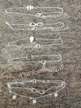 Tobillera con colgante de corazón de acero inoxidable para mujer, pulsera de tobillo para chica, Accesorios de playa, regalo de joyería, 5 piezas