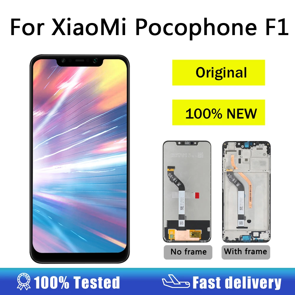 AUMOOK 6.18" AAA Original LCD for Xiaomi Pocophone F1 LCD Display with Frame Screen for Poco F1 LCD Touch Screen Display Parts