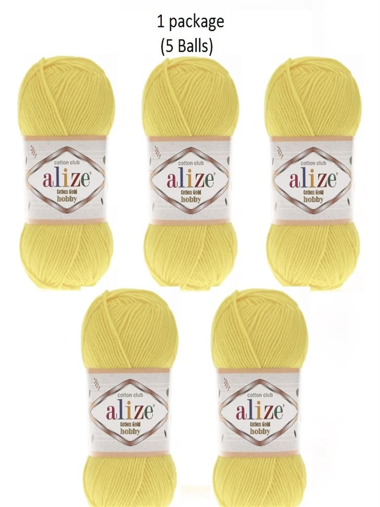 Thread 1 Pack 5 Balls Alize Cotton Gold Hobby Light Yellow Amigurumi Yarn 1 Ball 165 Mt 50 Gram Colour Number 187 Aliexpress Home Garden