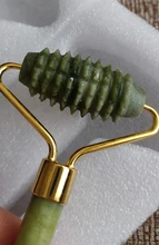 Rodillo masajeador Facial raspado Guasha Natural, doble cabezal, piedra de Jade, Estiramiento Facial, cuerpo, cuello delgado, herramientas de masaje de elevación fina