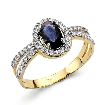 

18k solid gold ring bicolor Sapphire zircons [AA2222]