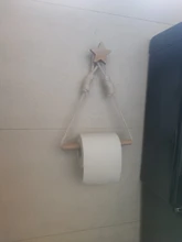 Soporte de almacenamiento de papel higiénico para cocina y baño, estante de almacenamiento con ventosa, montado en la pared, movible, cuerda colgante Vintage