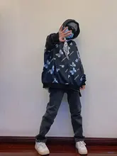 Chaqueta con capucha de mariposa Harajuku para mujer, sudadera con cremallera, sudaderas de gran tamaño, prendas de vestir exteriores de talla grande, primavera 2021