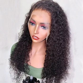 

13x6 Curly Wig Lace Front Human Hair Wigs For Black Women 130% Brazilian Remy Pre Plucked Baby Hair Middle Ratio Bleached JKO