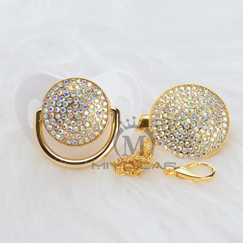 MIYOCAR bling горный хрусталь красочные красивые соски и держатель для соски-пустышки набор пустышки пустышка цепи SGS пройти BPA бесплатно AC - Цвет: AC-2   6-18M