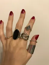 Tocona 6 unids/set Bohemia Color de plata antiguo Cross Arrow de diamantes de imitación negro anillos de encanto establece para las mujeres joyería de fiesta de кольца 3450