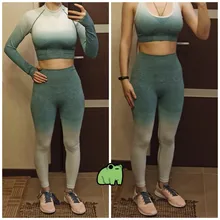 Ropa Deportiva ombré para mujer, conjunto de Yoga sin costuras, ropa de entrenamiento, conjunto deportivo para gimnasio