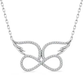 

925 Sterling Silver Angel Wing Infinity Necklace